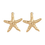 Star Fish Hammered Gold plated Earrings