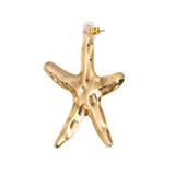 Star Fish Hammered Gold plated Earrings