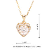 Gold Heart Pendant With Clear Crystal Necklace