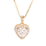 Gold Heart Pendant With Clear Crystal Necklace