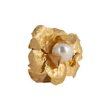 Floral Pearly Hammered Matt Finish Gold plated Bangle Cuff