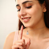 Silver Crystal Square Halo Pendant Necklace