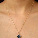 Black & Gold Clover Charm Pendant Necklace
