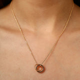 Gold Interlocking Circle Pendant with Crystals Necklace