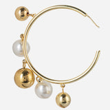 Pearl and Gold Bauble Long Earrings