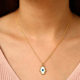 Gold White Glow Evil Eye Pendant Necklace