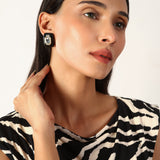 Black Square Cz Stone Antitarnish Studs