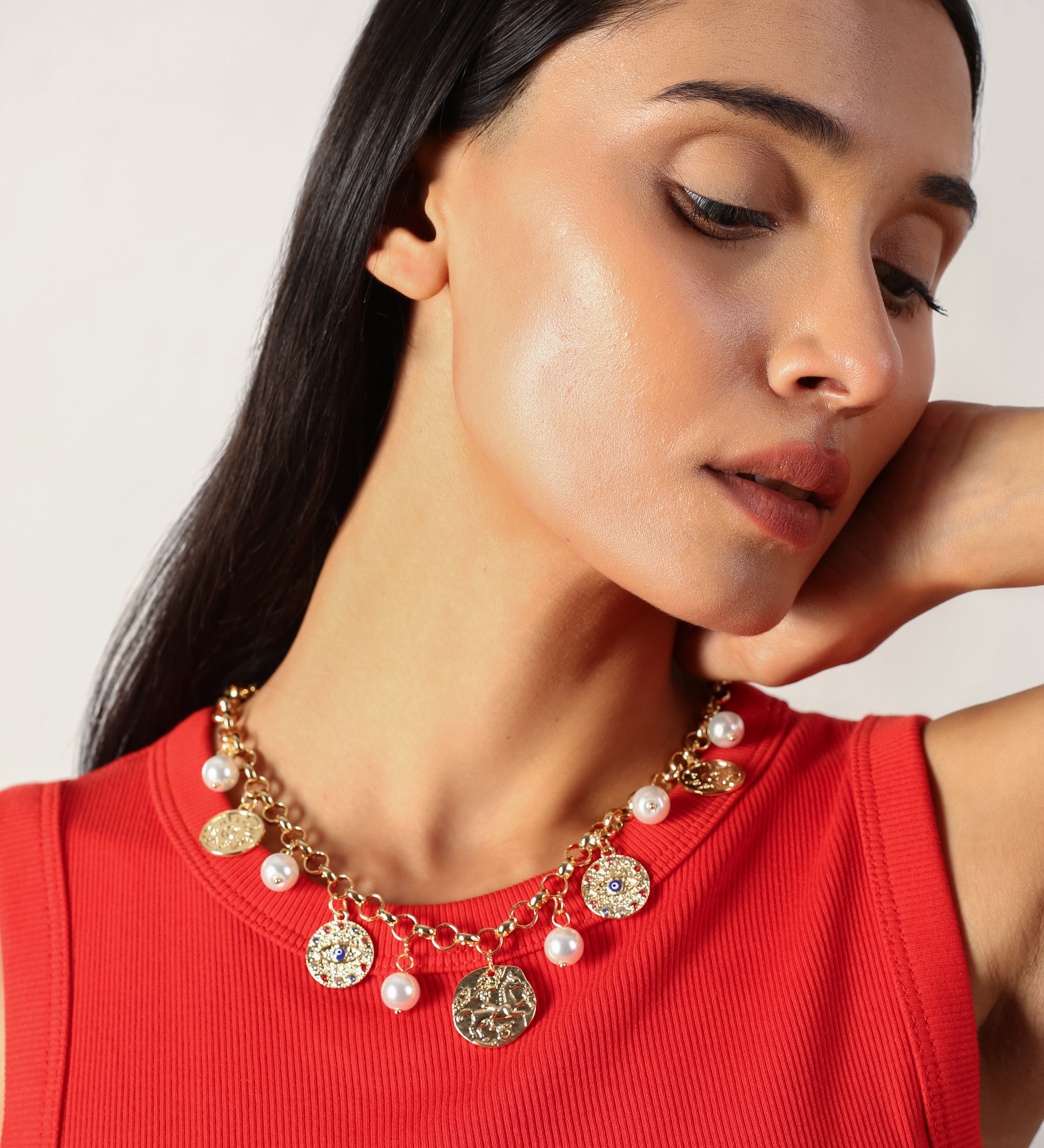MULTY CHARM HEART SHAPE NECKLACE