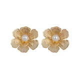 Shell Pearl Floral 18k Gold Plated Earrings