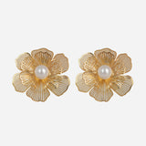 Shell Pearl Floral 18k Gold Plated Earrings