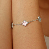 Silver Blush Clover Bracelet