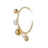 Pearl and Gold Bauble Long Earrings