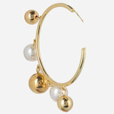 Pearl and Gold Bauble Long Earrings