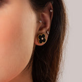 Black Onyx Clover Studs