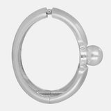 Silver Boho Hammered  Cuff with Pearl