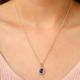 Gold Halo Oval Pendant Necklace