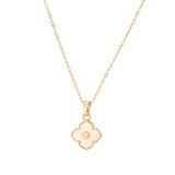 Gold White Blossom Pendant  Necklace