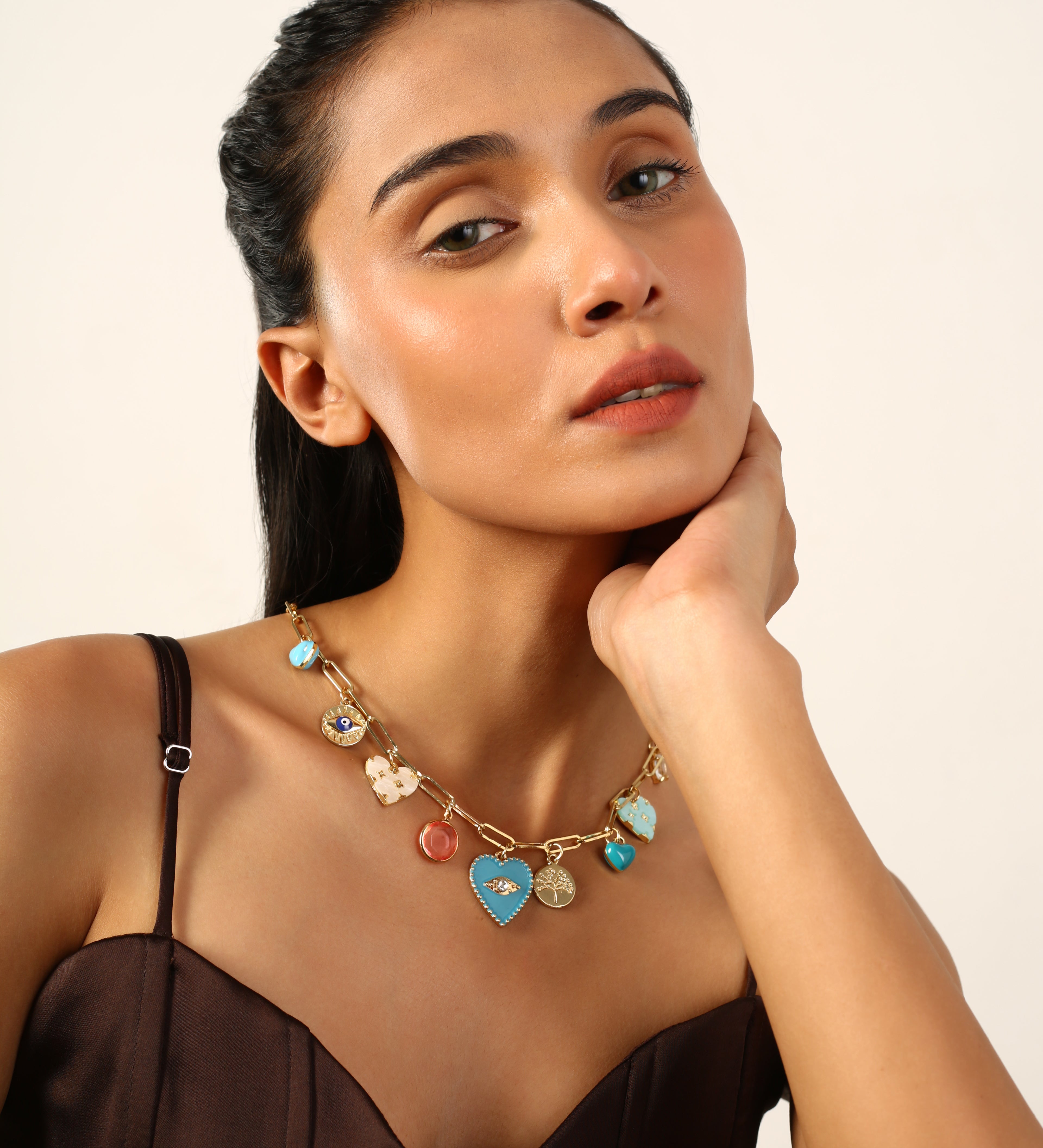 MULTY CHARM HEART SHAPE NECKLACE