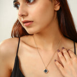 Black & Gold Clover Charm Pendant Necklace