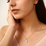 Gold White Glow Evil Eye Pendant Necklace