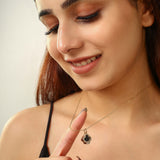 Black & Gold Clover Charm Pendant Necklace