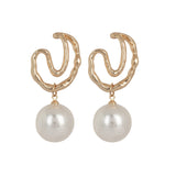 Pearl Abstract Shell Pearl Gold Plated Long Earrings