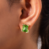 Silver Plated Green Cubic Zirconia Earrings