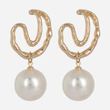 Pearl Abstract Shell Pearl Gold Plated Long Earrings