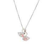 Silver Dove Pendant Pendant with Pink Stones Necklace