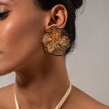 Black and Gold plated Flower Power Earrings