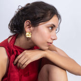 Gold Plated Yellow Eye Earrings for Women with CZ Stones