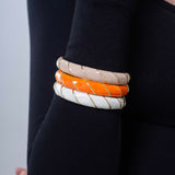 White Enamel Gold Bracelet Cuff