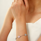 Silver Blush Clover Bracelet
