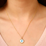 Gold Minimal Evil Eye Pendant Necklace