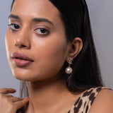 Chanel Gold Plated Earrings with Cubic Zirconia & Shell Pearl