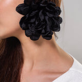 Statement Floral Fabric Black Earrings
