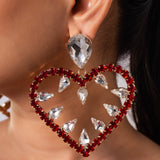 White & Red Cubic Zirconia Heart Earrings