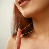 Gold Interlocking Circle Pendant with Crystals Necklace