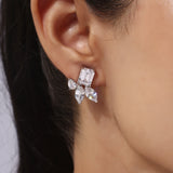 Silver Plated Anti-Tarnish White CZ Stone Earrings