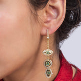 Gold Plated Long Drop Earrings for Women with CZ Stones