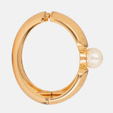 Gold Boho Hammered  Cuff with Pearl
