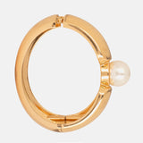 Gold Boho Hammered  Cuff with Pearl