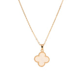 Gold Clover Pendant with White Accent Necklace