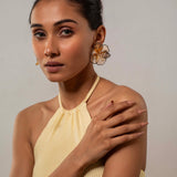 Black and Gold plated Flower Power Earrings