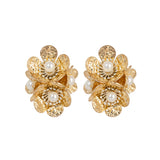 Floral Shell Pearl Gold Plated Earrings