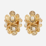 Floral Shell Pearl Gold Plated Earrings