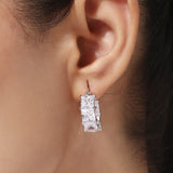Silver Plated Anti-Tarnish White CZ Stone Hoop Earrings