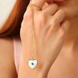 Gold Heart Evil Eye Pendant Necklace