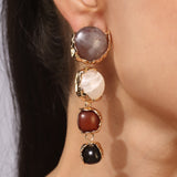 Gold Plated Multi CZ Stone Long Earrings