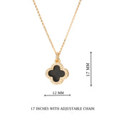 Black & Gold Clover Charm Pendant Necklace